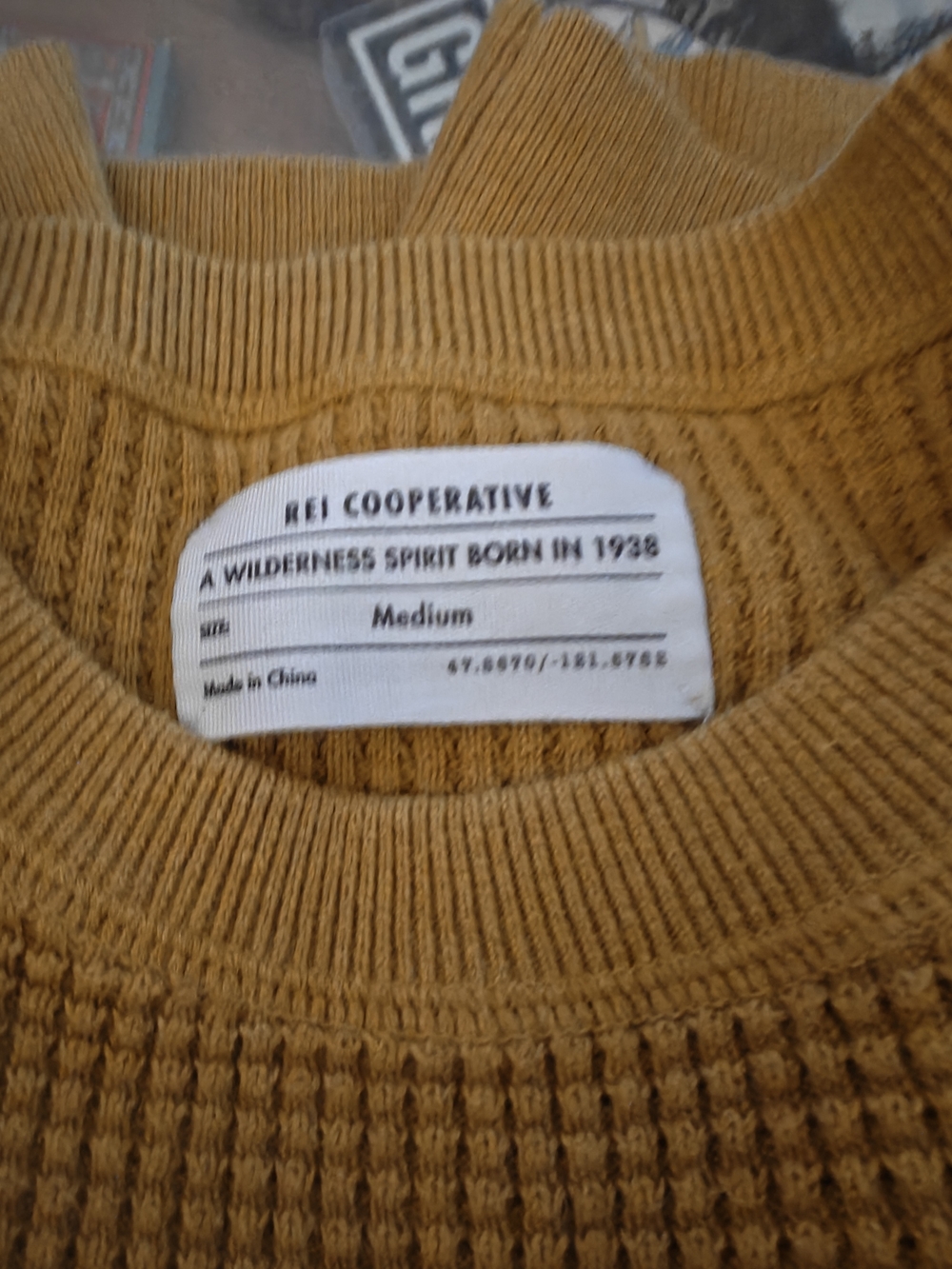 REI Co-op Women’s Crewneck Waffle Knit Sweater in Mustard - Picture 2 of 2
